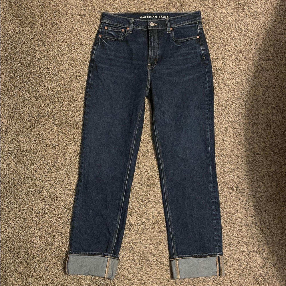 American Eagle super high rise straight jean -size 8